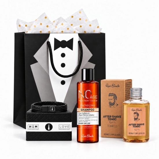 Σετ Δώρου με after shave tonic/balsam, σαμπουάν και δερμάτινο βραχιόλι 