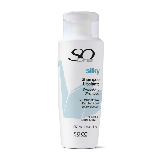 SoOne Silky Professional Shampoo Lisciante, Σαμπουάν  λείανσης με κερατίνη χωρίς Θειικά άλατα, 250 ml 