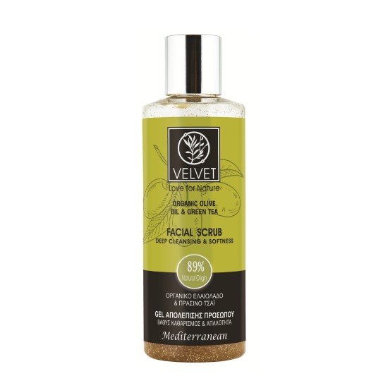 Gel απολέπισης προσώπου με πράσινο τσάι, Velvet Love For Nature, 200ml